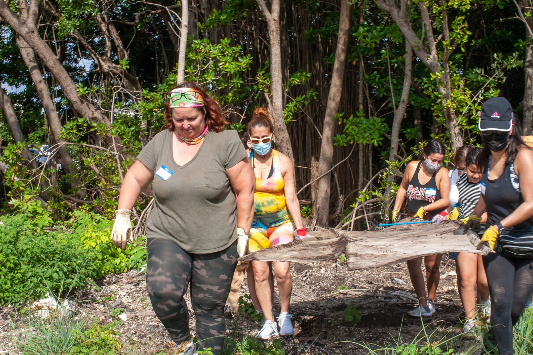 Esther Luft, owner of Virginia Key Outdoor Center, leads one of the clean-up crews.